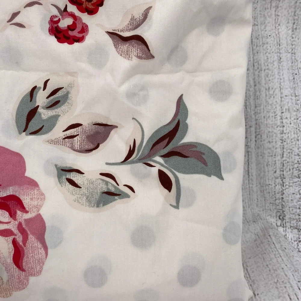 Cath Kidston Duvet Cover King Raspberry Roses Floral Gray Polka Dot Reversible